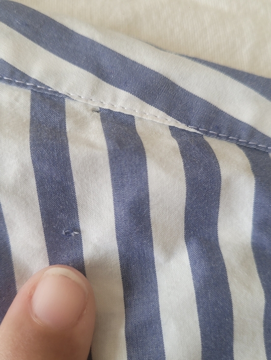 Madewell Shirt Womens Medium Blu Striped Cotton Buttons Collared Relaxed Coastal - Picture 3 of 5